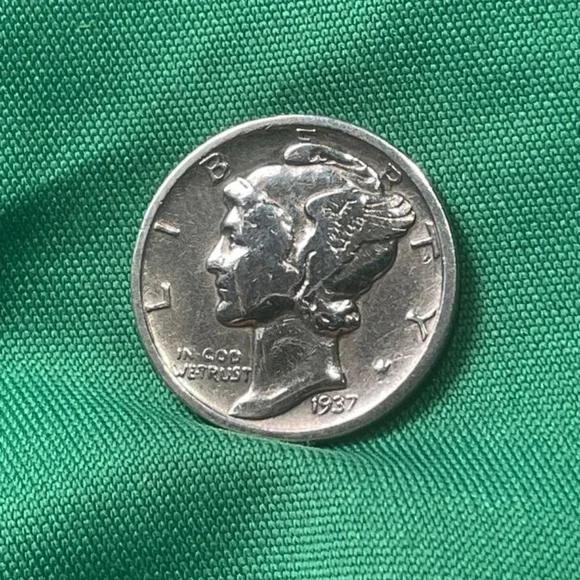 1937 S Silver Dime 87 Years Old Antique  10 Cent Coin- AU Brilliant - Picture 5 of 5